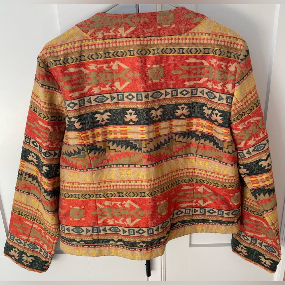 Chico’s southwest style blazer large metal statement buttons size 2 (size 12) - Picture 3 of 8